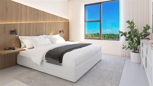 bedroom featuring light tile patterned floors