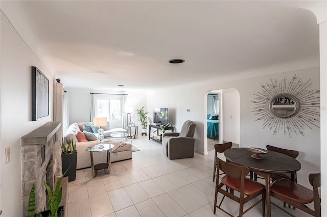 view of tiled living room