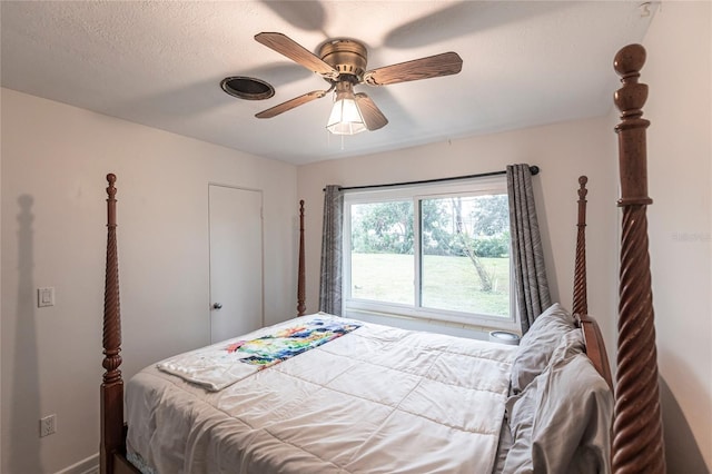 bedroom featuring ceiling fan