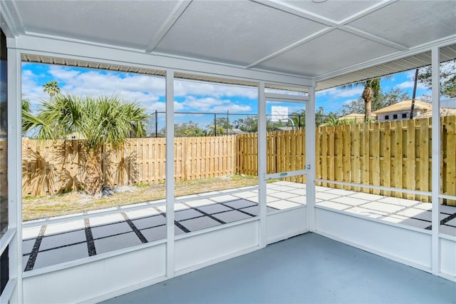 view of unfurnished sunroom