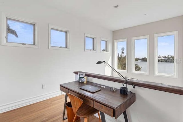 office with light hardwood / wood-style floors