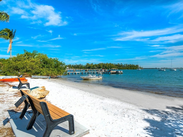 6821 Longboat Dr S, Longboat Key, FL 34228 - water view featuring local beach and a boat dock