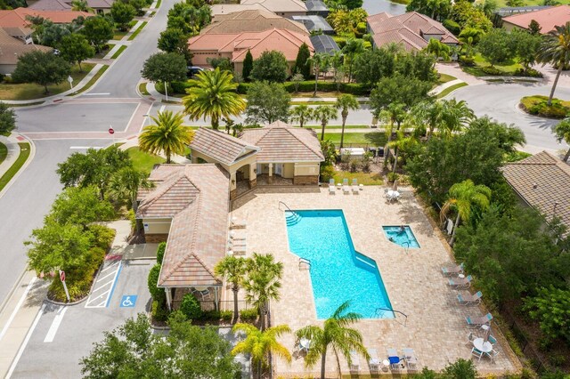 drone / aerial view with a residential view