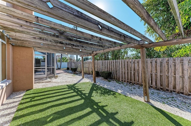 view of yard featuring a patio and a pergola