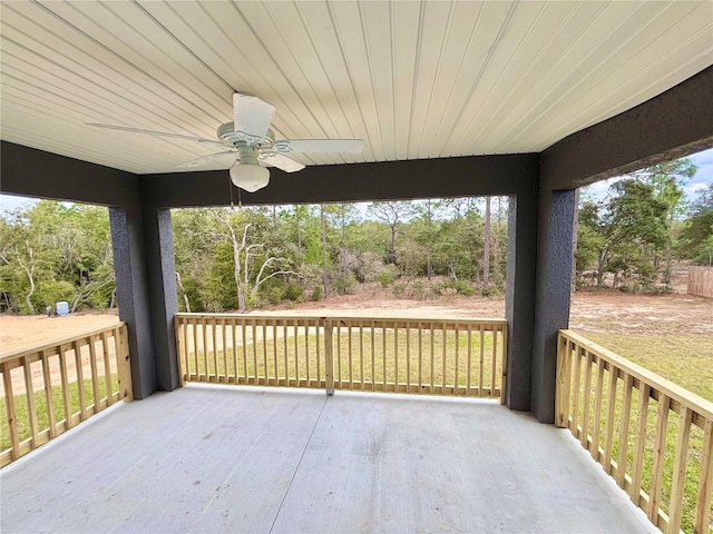 view of patio with ceiling fan