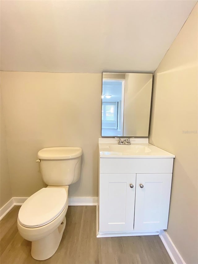 bathroom featuring hardwood / wood-style floors, toilet, and vanity