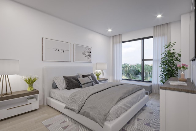 bedroom featuring light hardwood / wood-style floors