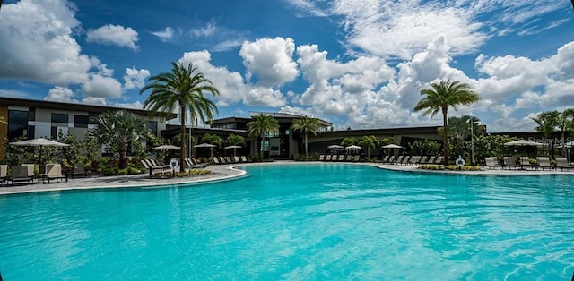 pool featuring a patio area