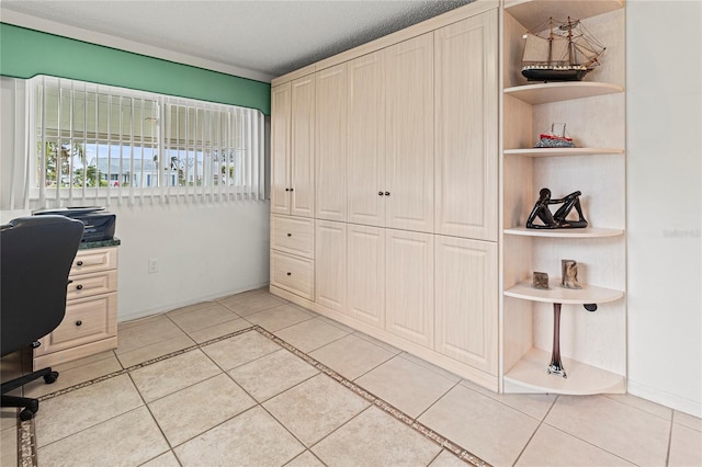 office area featuring light tile patterned floors