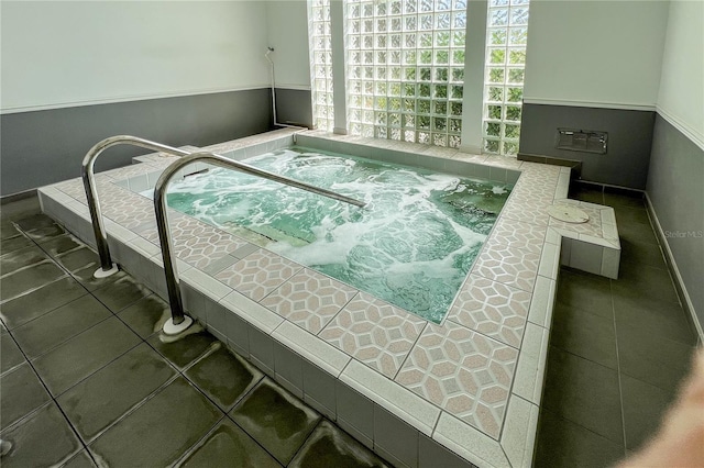 interior space featuring an indoor hot tub