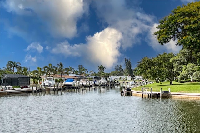 view of dock featuring a water view