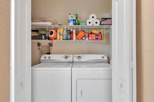 laundry room featuring washer and dryer