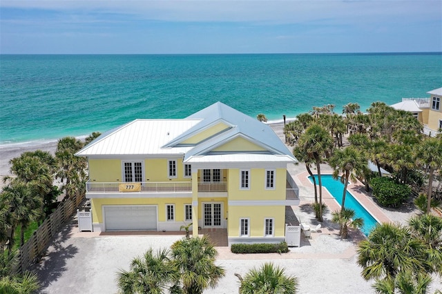 777 N Manasota Key Rd, Englewood, FL 34223 - aerial view of property and surrounding area with waterfront with a beach and a pool area