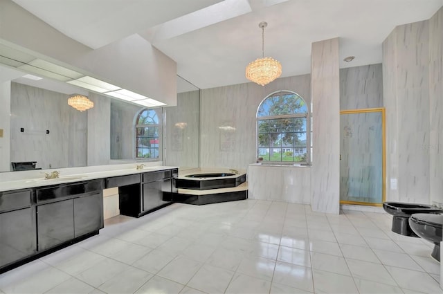 full bathroom with a bidet, vanity, a wealth of natural light, and toilet