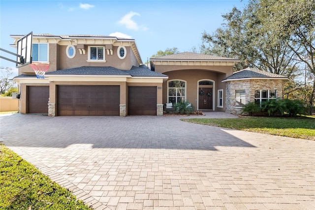 view of front of home with a garage