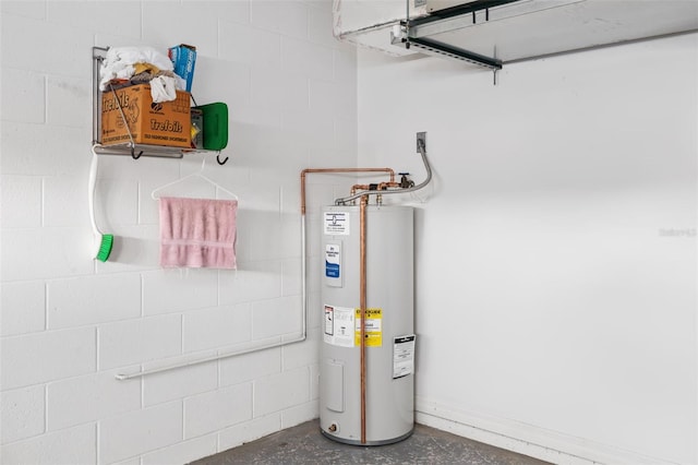 utility room with electric water heater