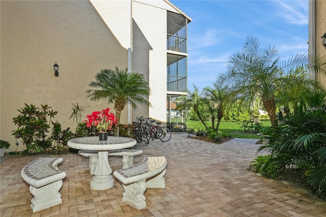 view of patio / terrace featuring a balcony