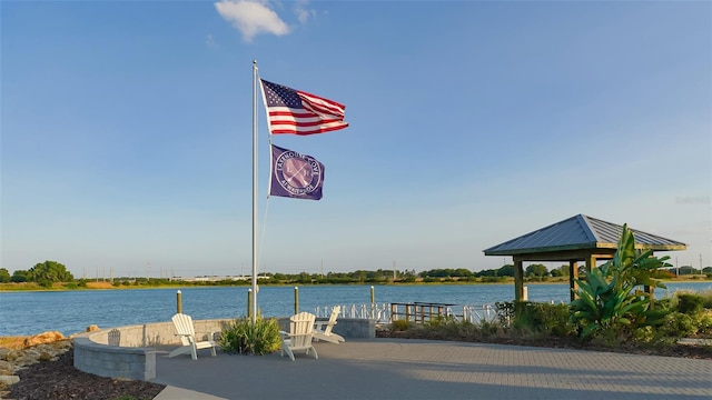 water view with a gazebo