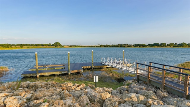 dock area featuring a water view