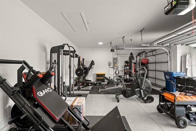 exercise room with electric panel