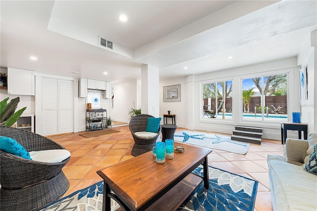 view of tiled living room