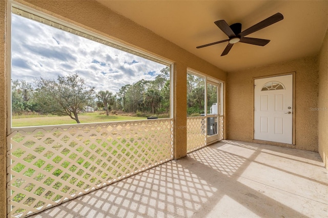 view of unfurnished sunroom