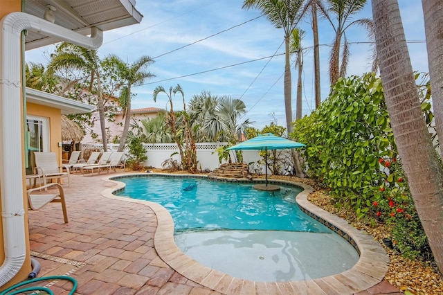 view of pool featuring a patio