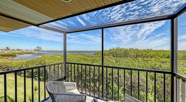 balcony with a water view