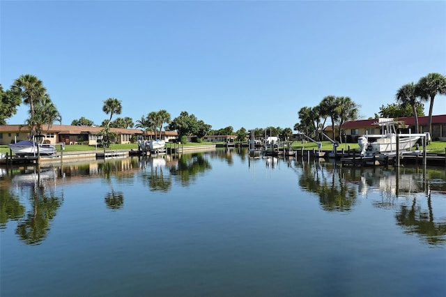 view of water feature featuring a dock