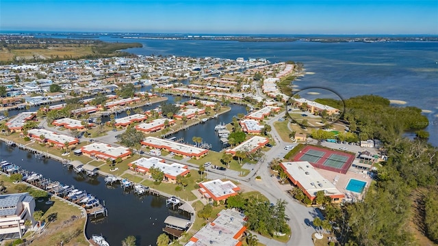 bird's eye view featuring a water view