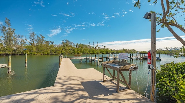 view of dock featuring a water view