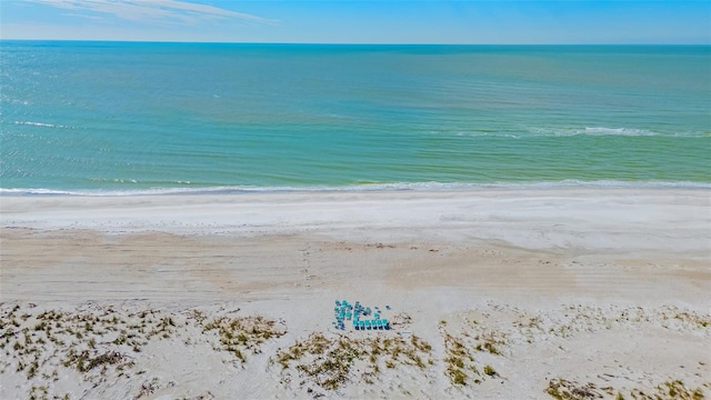 view of water feature featuring a beach view