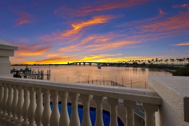 water view featuring a boat dock