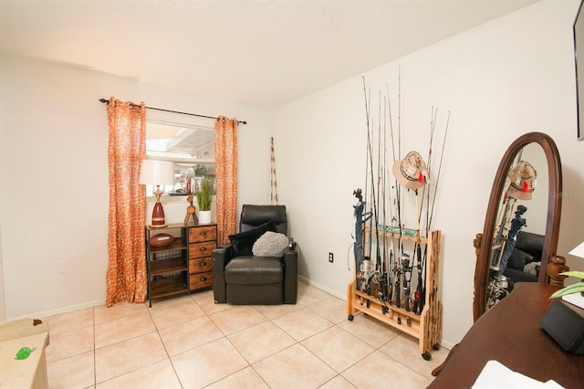 living area featuring light tile patterned floors