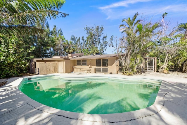 view of swimming pool with a patio area