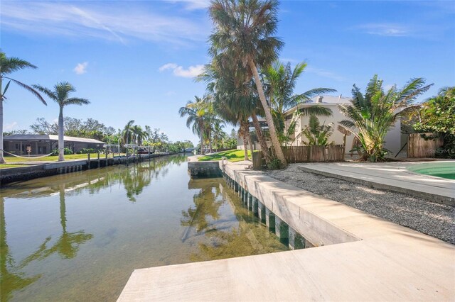 dock area featuring a water view