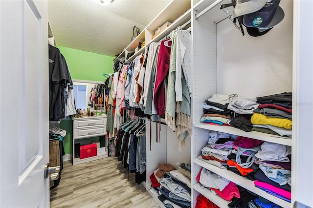 spacious closet with light wood-type flooring