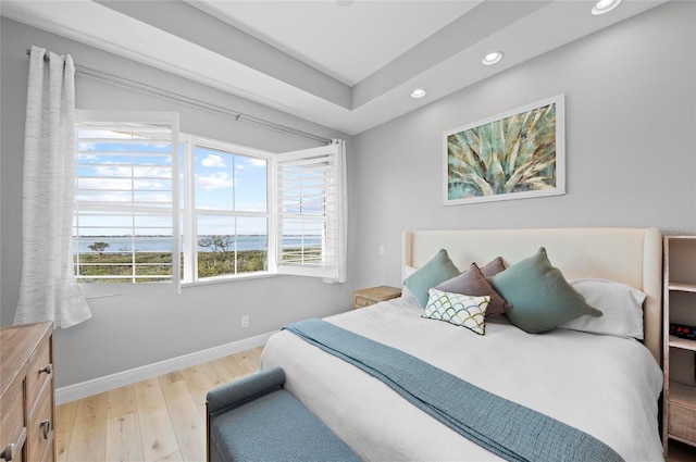 bedroom with light hardwood / wood-style flooring