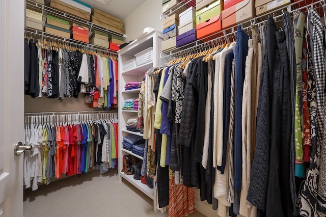 walk in closet featuring carpet