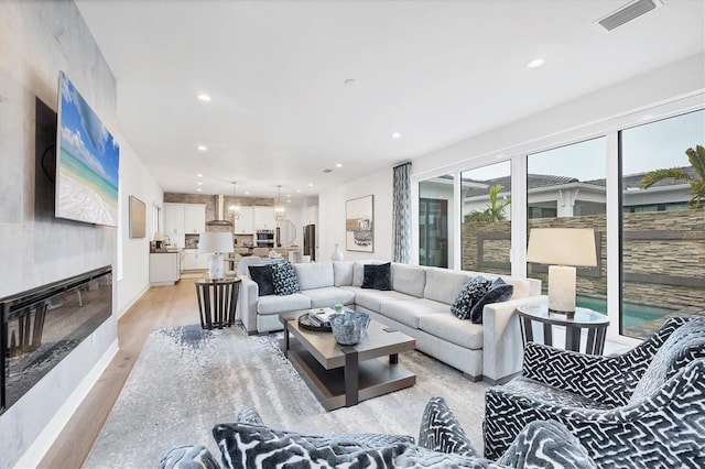 living room featuring light hardwood / wood-style flooring