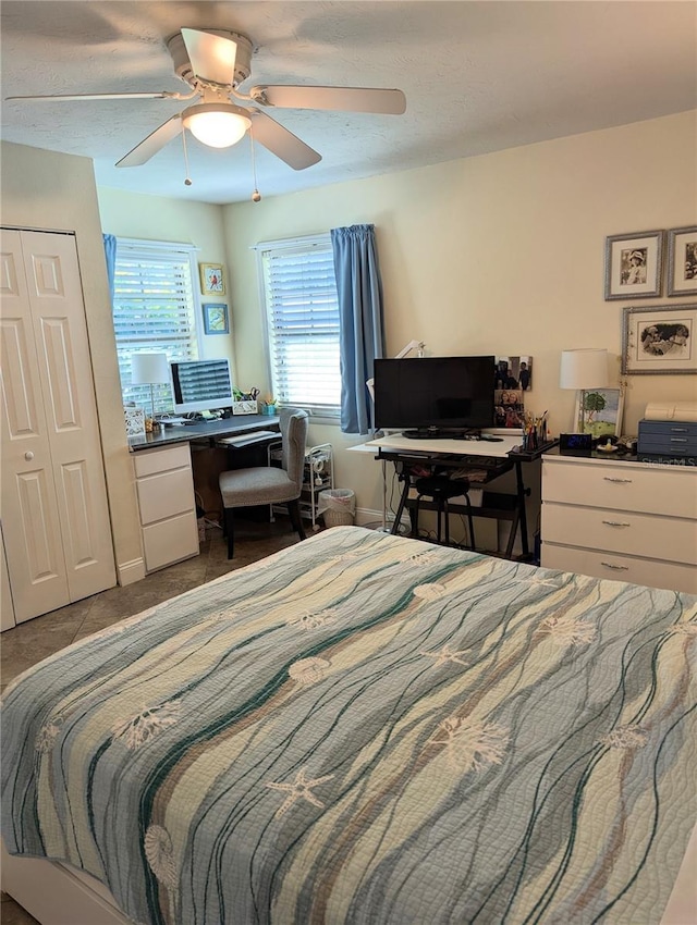 bedroom featuring ceiling fan