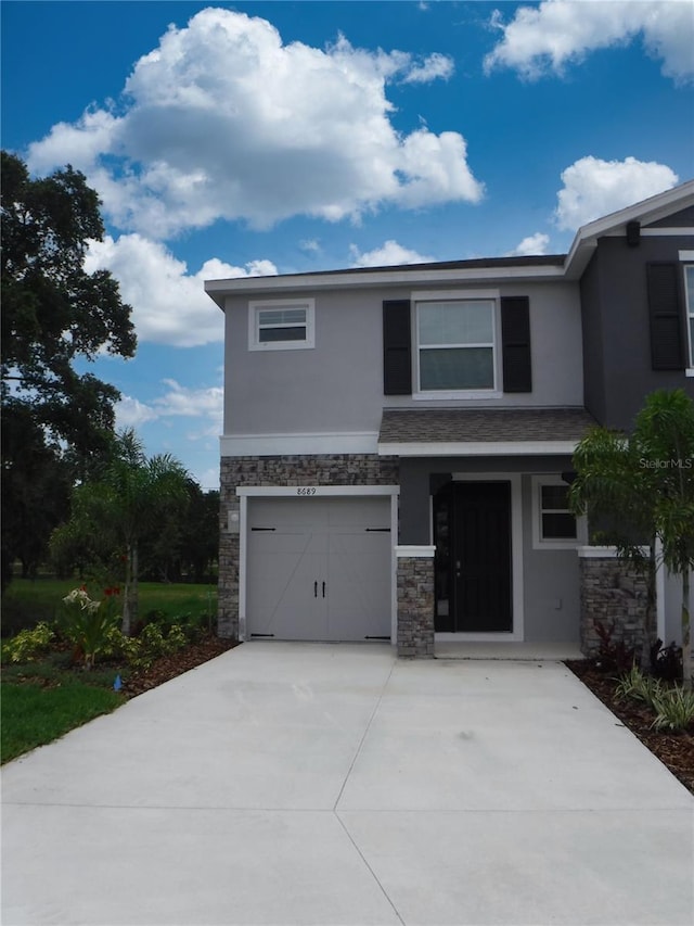 view of front of house with a garage