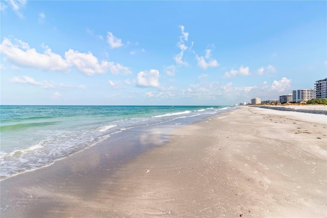 property view of water with a beach view