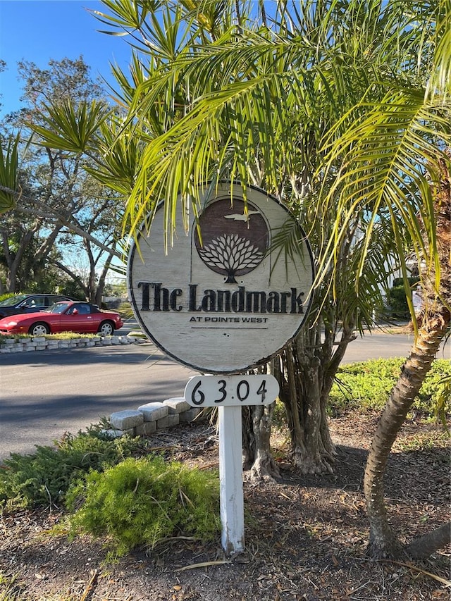 view of community sign