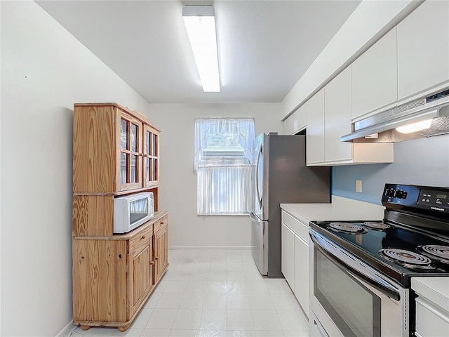 kitchen with white cabinetry and stainless steel appliances