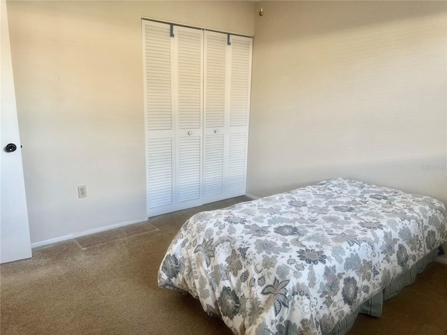 bedroom featuring carpet floors and a closet