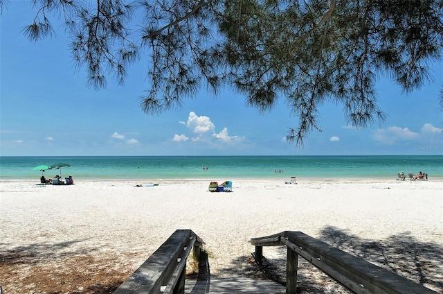 property view of water featuring a view of the beach