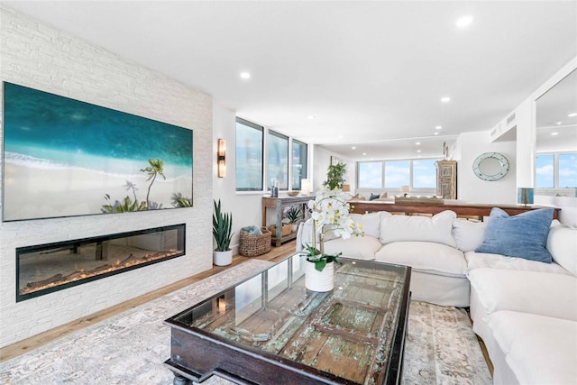 living room featuring light hardwood / wood-style flooring