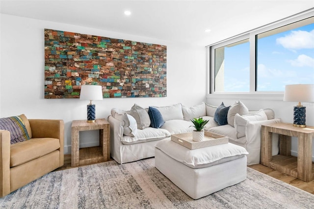 living room featuring light hardwood / wood-style flooring