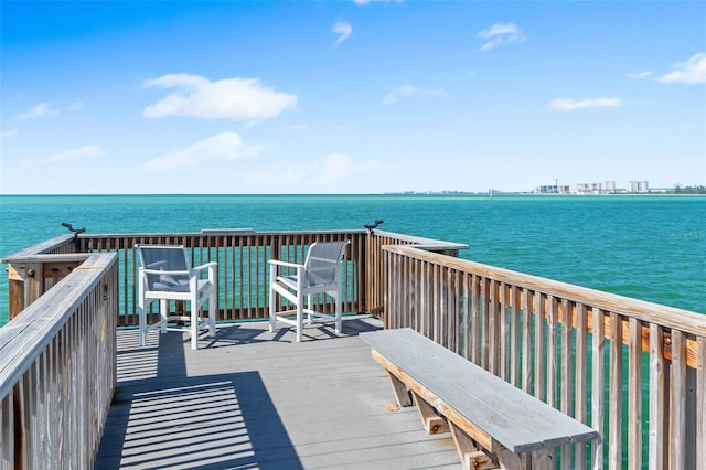 deck with a water view